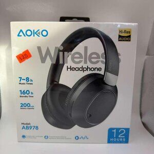 AOKO Wireless Headphones Bluetooth 5.3 Over-Ear – 12 Hours Playtime – Black